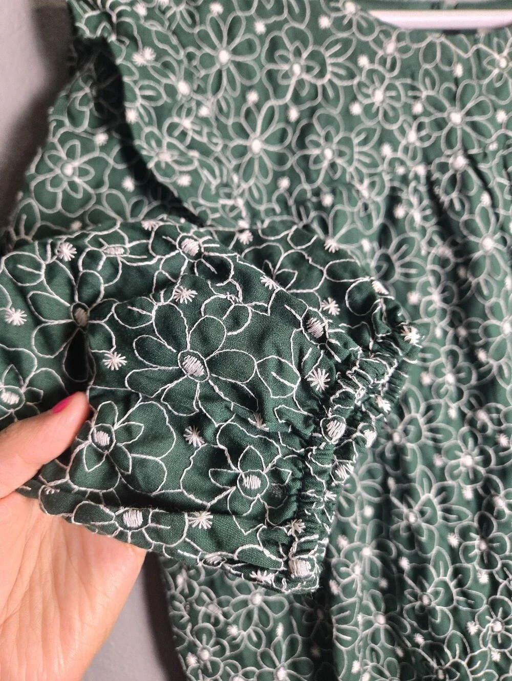 Hayden Los Angeles Green Floral Eyelet Boho Ruffle Sleeve Size 1X